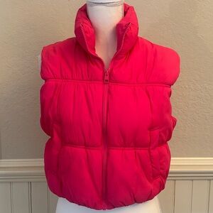 Vibrant Golden Pink Puffer Vest.